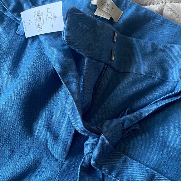 LOFT Chambray Tie Waist Slim Pants - NWT- SZ 12 Denim - Spring Jeans Ann Taylor - Picture 3 of 8
